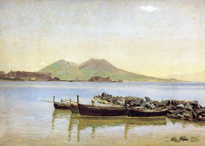 Christen Kobke The Bay of Naples with Vesuvius in the Background Norge oil painting art